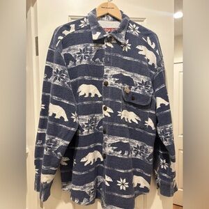 Vintage True Grit Celestial Bear long Sleeve Shirt Men's L Button